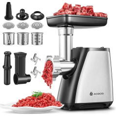 AAOBOSI Meat Grinder 4-in-1 Electric Meat Grinder [2800W Max] with 3 Discs, Cutting Blades, 2 Blades, 3 Plates, Sausage Stuffer, Cubbe Kit, for Home Use, Stainless Steel