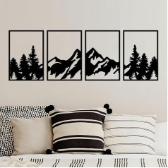ESTART 4 Pieces Metal Mountain Wall Art, Large Mountains Wall Decor, Mountain Rivers, Decorative Painting, Suitable for Living Room, Bedroom, Office, Indoor and Outdoor (Mountain Forest)