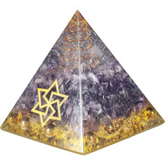 Nupuyai Amethyst Chakra Healing Crystal Pyramid for Protection Copper Star of David Reiki Energy Figure for Meditation Stress Relief
