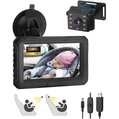 eSynic 1080P Baby Car Camera Rear Seat Mirror for Babies 4.3 Inch Display Baby Car Monitor Camera Car Seat Camera for Car Back Seat with Night Vision Wide Angle Rear View for Baby Child Pet