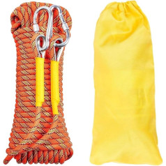 Gangying Auxiliary Climbing Rope Diameter 8 mm, High-Strength Static Nylon Rope, Breaking Load: 1500 kg, with 2 Steel Hooks, for Work at Height/Escape/Snorkeling/Sports Camping, etc., Length 30 m Cord