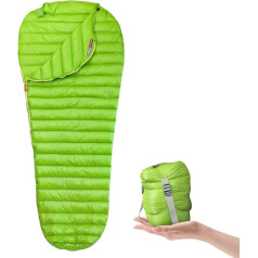 AEGISMAX Ultralight Goose Down Sleeping Bag Spring Autumn Ultra Compact Lightweight Sleeping Bag Mummy Sleeping Bag for Teenagers and Adults for Hiking, Outdoor Tent in Warm Weather