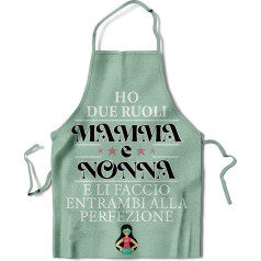 KAÏDENSÏ Original Mother's Day Gift Idea - Apron for the Best Mother in the World - Apron for Kitchen Mother - Funny Gift Ideas Mother Daughter Son - Original Jokes for Mums, Green - Mum and Grandma
