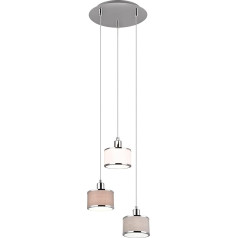 Trio Leuchten Kaprun 311630306 Pendant Light Metal Chrome Fabric Shade Grey Excl. 3x E14