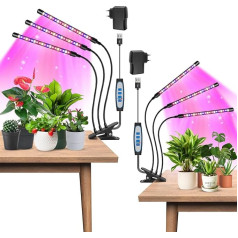 Garpsen Plant Lamp LED, 2 Pieces, 3 Heads Plant Lamp Full Spectrum for Indoor Plants, 120 LEDs Plant Light, with 3 Modes Changing & Auto On/Off 6/12/16H Timer, 5 Brightness Levels