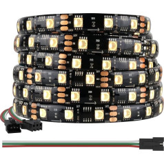 BTF-LIGHTING 5050SMD WS2814 RGBW 4-in-1 IC Addressable LED Strip 5 m 60 LEDs/m DC12 V RGB + Warm White Black PCB IP65 Waterproof Dream Colour for DIY Project (Not Content Power Supply Controller)