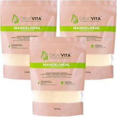 GreatVita Almond Flour, Natural, Blanched (3 x 1000g) Ground Almonds