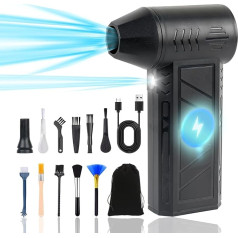 Electric Dust Blower Air Pressure Spray, 4 Speed 130000 rpm, Compressed Air Duster with Torch, Cleaning Brush and USB Quick Charge, for Computer Keyboard, Outdoor, Car, Home