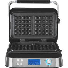 GUTFELS Waffle Iron WAFFLE 5010 | Waffle Iron Belgian Waffle 1600 W | Timer | Display | Double Waffle Iron with Cable Winder | Black-inox