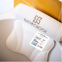 Batheology® Bath Pillow, Ergonomic Bath Pillow for Bathtub with [Visco Memory Foam] Filling, Cushion for Relaxation of the Spine, Support Function for Head, Back, Shoulder, Neck - Spa