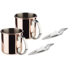 APS Mini Feuerzangenpunch Set, 2 Stainless Steel Cups in Copper Look, Punch Jar, 2 Mini Fire Tongs, Sugar Tongs