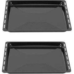 ICQN Baking Trays, 465 x 370 x 30 mm, Set of 2, Enamelled Grease Pan, Chrome-Plated Oven Rack and Enamel Baking Tray for Oven and Hob, Grid 465 x 370 mm