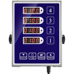 YOOYIST Commercial 4 Channel Kitchen Timer, Digital Restaurant Timer, Professional Multi Calculator, Loud Alarm, Food Truck, Cooking, Heavy Duty Stainless Steel