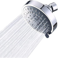 Rain Shower, Fixed Shower Head, 4 Inch High Pressure Shower Head, Water-Saving Shower Head, 5 Jet Types, For All Types of Shower Needs