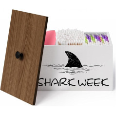 WINUSD Tampon Holder for Bathroom, Shark Week Bathroom Organiser, 3 Compartments, Q Tips Holder, Cotton Swab Dispenser, Make-Up Organiser, Movable Feminine Product Organiser (White)