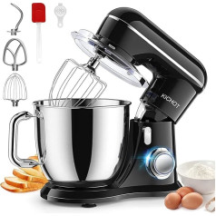 KICHOT Food Processor Kneading Machine, 10 Speed Food Processor, 4.5 L Cake Mixer, Mixing Machine with Whisk, Dough Hook, Flat Stirrer, Splash Guard, Suitable for Baking, Cakes, Biscuits, Kneading