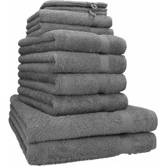 10-Piece Betz Premium Towels Set Anthracite Quality 470 g/M², 2 Bath Towels 70 x 140 cm, 4 Hand Towels 50 x 100 cm, 2 Hand Towels 30 x 50 cm, 2 Wash Cloths 17 x 22 cm