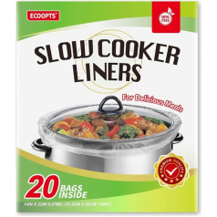 Disposable Slow Cooker Liners and Cooking Bags, Extra Large Size, Fits 6 - QT Pot, 14