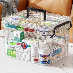 Medicine Storage Box, Household Storage Box, First Aid Box, Double Layer, Multiple Compartments, Medicine Box, Portable with Lid, Medicine Storage Box, Medicine Cabinet for