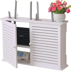 Wall Mounted Floating WiFi Router Shelf 2-Tier Router Rack Set Top Box Supports Storage Wall Mounted Shelf Bracket (Color : White, Size : 48 * 11 * 31.5cm)