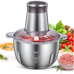 FOHERE Electric Kitchen Chopper, 350 W Multi Chopper with 2 Speed Levels and 2.5 L Stainless Steel Bowl, 4 Stainless Steel Blades for Meat, Onions and Vegetables