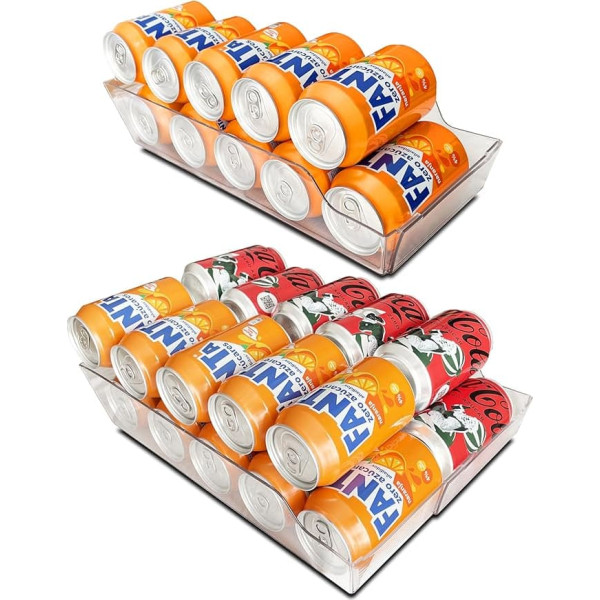 Coquitobeauty Can Organizer for Fridge 2 Twin Pack Holds 48 Cans Expandable Find Your Drinks in an Instant Keep Your Fridge Organized and Enjoy Your