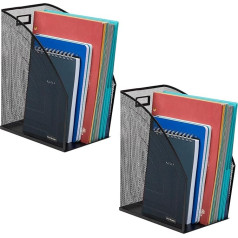 Mind Reader Jumbo Metal Mesh File Folder, 2 Pack, Magazine Holder, Desk Organiser, Document Holder, Black
