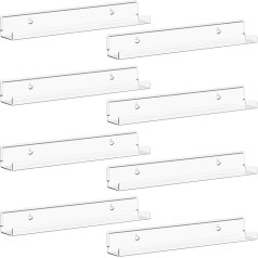 Lifewit 12 Inch Vinyl Record Display Shelves 8 Pack Clear Acrylic Wall Mounted Book/Makeup Display Shelf for Bedroom Living Room Bathroom Organization