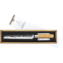 Forged Olive Bread Knife 20 cm Handmade in Wooden Box