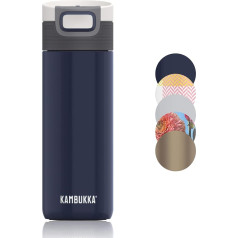 Kambukka Thermal Mug 500 ml – Coffee Mug to Go Made of Stainless Steel – Leak-proof & Leak-proof – Insulated Mug, Travel & Coffee Mug – Keeps 9 Hours Hot / 18 Hours Cold – Model ETNA Denim Blue