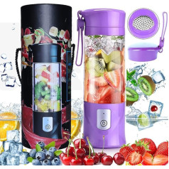 Portable Blender with USB Rechargeable Mini Blender for Smoothie, Milkshake, Fruit Juice, Portable Mixer 350-420 ml with 6 Blades for Sports, Home, Office, Travel, BPA Free