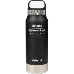 Sistema Hydrate Stainless Steel Water Bottle, 650 ml, BPA-Free, Water Bottle with Double-Walled Vacuum Insulation, Keeps Drinks Warm (12 Hours) & Cool (24 Hours), Assorted Colours