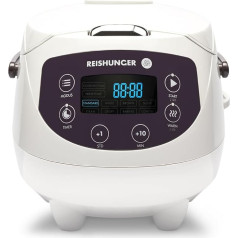 Reishunger Digital Rice Cooker 0.6L, 350W, 220V Multi-Purpose Cooker with 8 Programmes, 7 Phase Technology, Premium Inner Pot, Timer and Warming Function - Rice for up to 3 People