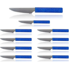 LaXon Blue Breakfast Knife, Set of 10, Bread Knife with Serrated Edge, Blue Lubricating Knife, Rustproof