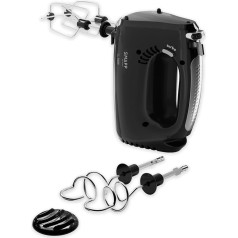 SMAPP 451.4 Hand Mixer, 580 W, Black Kitchen Mixer, 5 Speeds + Turbo Boost, 2 Whisks and 2 Dough Hooks, Stainless Steel