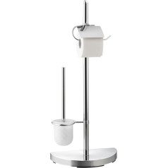 Axxentia Bad Lianos 282252 Toilet Brush and Holder with Toilet Roll Holder Chrome-Plated with Semi-Circular Base and Metal Handle Height 76 cm
