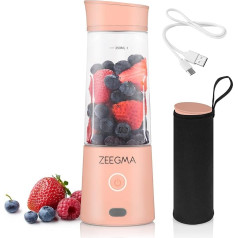 ZEEGMA Vitamins GO Portable Mixer for Cocktails and Smoothies 300 W, Personal Blender, Mini Blender 450 ml with 6 Blades, 2 Speeds Battery 5000 mAh, 25 Applications per Charge