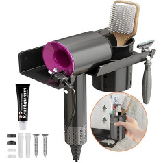 Hair Dryer Holder for Dressing Table, Hair Dryer and Straightener, Wall Mounted, Multifunctional, Space Saving for Bathroom, Salon, Dressing Table and Hair Dryer at Home
