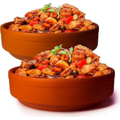 Casserole Clay Stone for Cooking Dolsot Bibimbap Soup Exclusive Range Unglazed Earthy (Set of 2 Bowls)