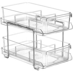 Seahelms Bathroom Counter Organizer, 2 Tier Dressing Table Organiser, Bathroom Skincare Organiser, Counter Rack for Cosmetics, Toiletries, Lotions, Perfumes (Clear, 32 x 19 cm)