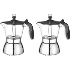 2 x Moka Pot, 4 Cups Stove Espresso Cuban Coffee Percolator Premium Moka Italian Espresso Coffee
