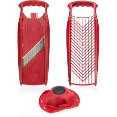 Börner Grater Set (Set of 3) • Wave Waffle + Grater + Fruit Holder • Kitchen Grater Set with Wave Cutter & Grater • Vegetable Cutter Set for Many Different Cutting Types • Colour: Red