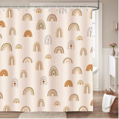 Bonhause Shower Curtain Rainbow Boho Abstract Girls Shower Curtains 180 x 180 cm Anti-Mould Waterproof Polyester Fabric Washable Bathroom Curtain for Bathroom with 12 Hooks