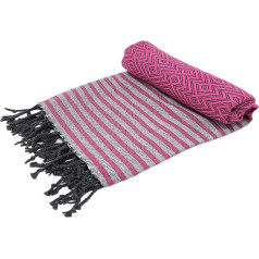 Stefano Ferrante KELIM LUX Hammam Towel Sauna Towel Peshtemal Fouta Beach Towel Bath Towel Cotton Backpacker 100 x 180 cm (Pink)