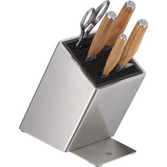 WMF Grand Gourmet Knife Block with Knife Set 6 Pieces, Knife Wooden Handle, Made in Germany, 4 Knives Forged, Olive Wood Handle, Knife Forged, Scissors, FlexTec Knife Block Made of Stainless Steel