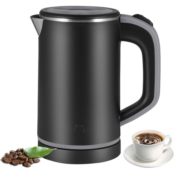 Towwoo 800 ml Small Travel Kettle, 600 W, 5 Minutes, Fast Boiling, Mini Stainless Steel Kettle, Overheating Protection, Quiet Travel Mini Kettle, Electric Kettle for Tea, Coffee, Baby Milk