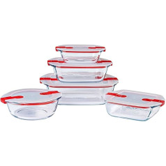 Pyrex® - Cook & Heat - Pack of 5 Glass Bowls with Airtight Lids, Microwave Safe, BPA Free