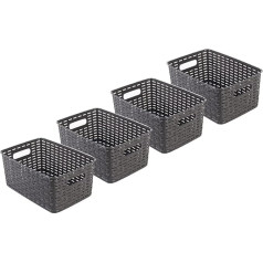 Kigima Rattan Style Rectangular Household Basket with Handle Set of 4 10 L 33 x 23.8 x 15.5 cm