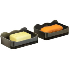 Pack of 2 Soap Dish Soap Holder with Wall Mount Soap Dish Soap Holder for Shower No Drilling Soap Dishes with Drip Tray and Hook for Kitchen and Bathroom