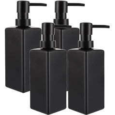 YAYODS Pack of 4 Small Glass Soap Dispensers - Hand Soap Dispenser Black Bathroom - Pump Bottle 350 ml Refillable - Shampoo Bottles for Filling for Bathroom, Kitchen, Laundry, Hotel